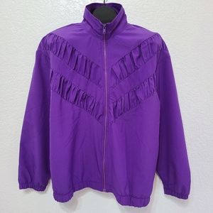 Vintage 90s Chevron Neon Purple Windbreaker Jacket
